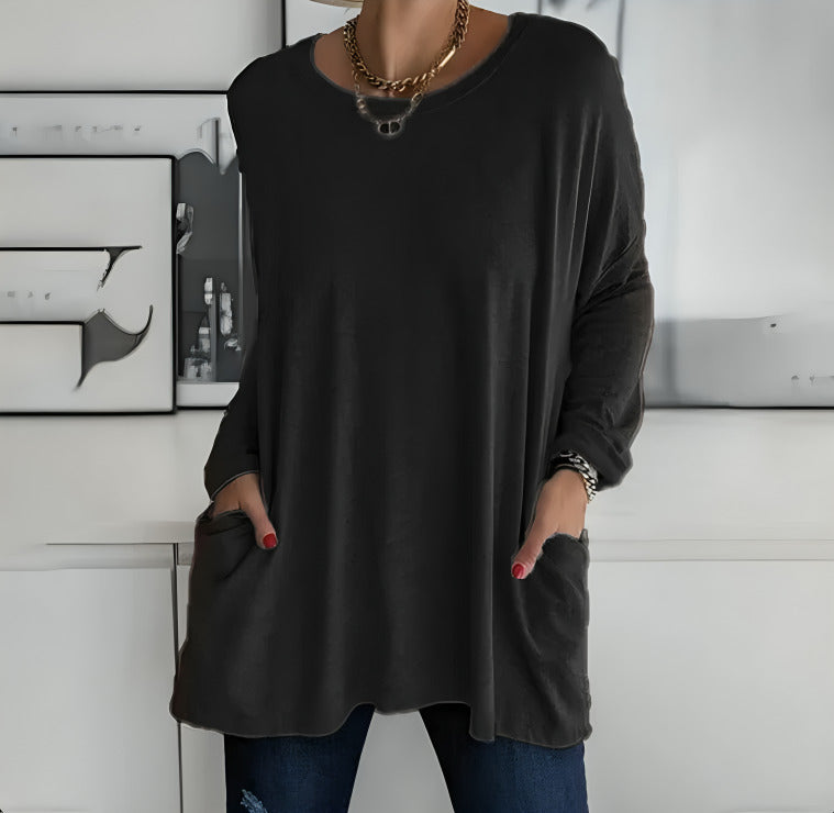 Variant image for Women Long Sleeve Blouse Black Cotton | Ava-22