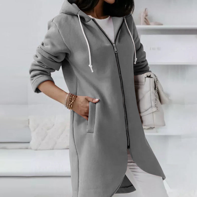 Women Casual Zip-Up Hoodie Coat | Heather