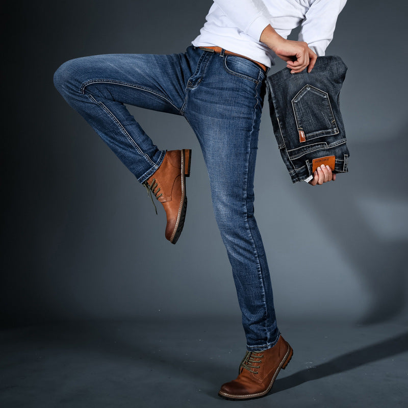 Men's Slim Fit Stretch Jeans Dark Wash Denim | Owen-5