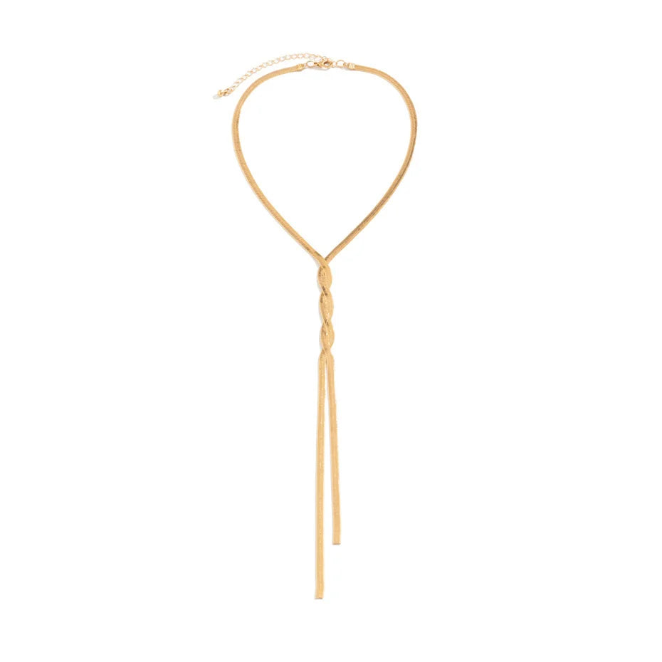 Women Long Chain Necklace Silver Metal | Mae-6