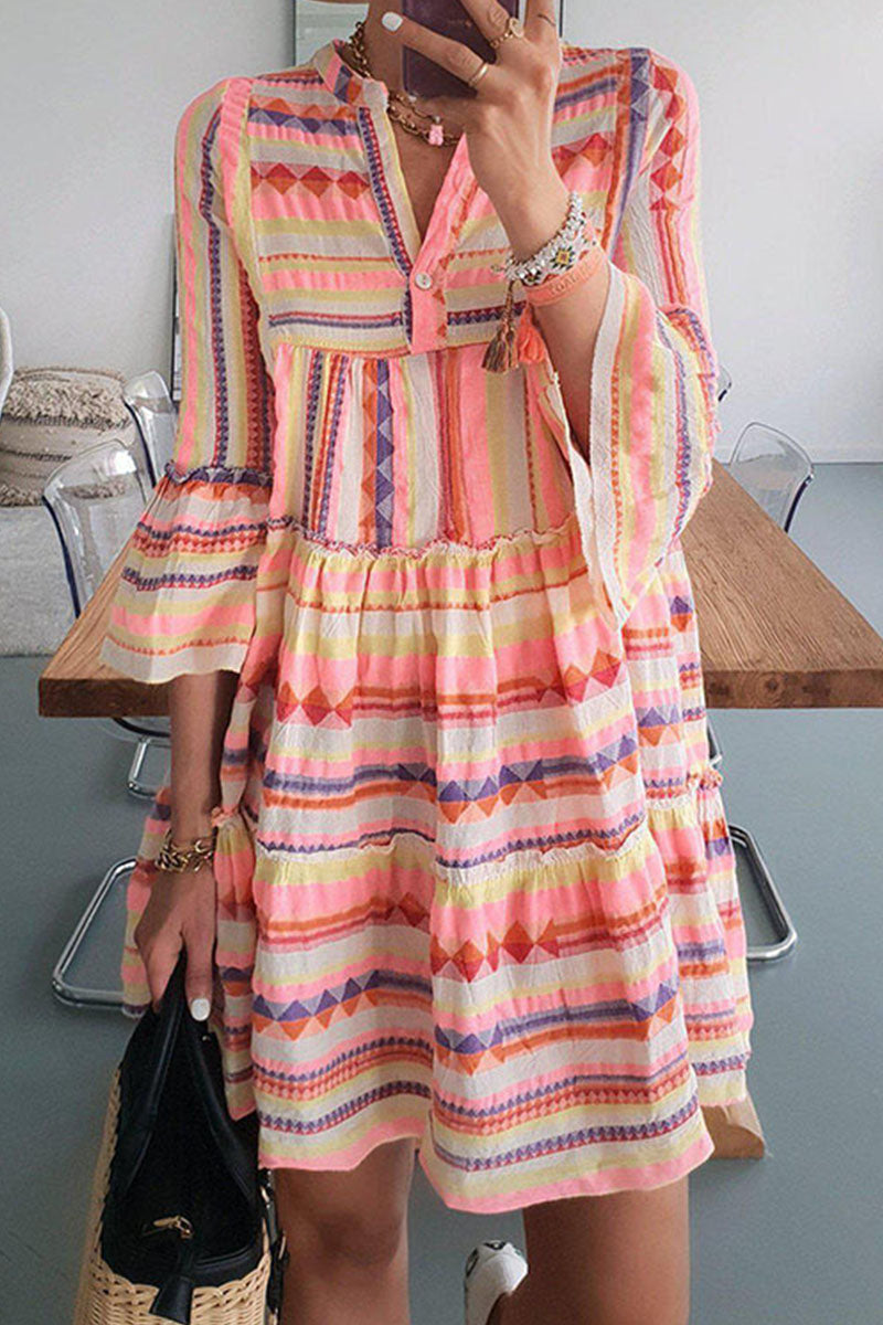Women Boho Striped Tunic Dress | Mandy
