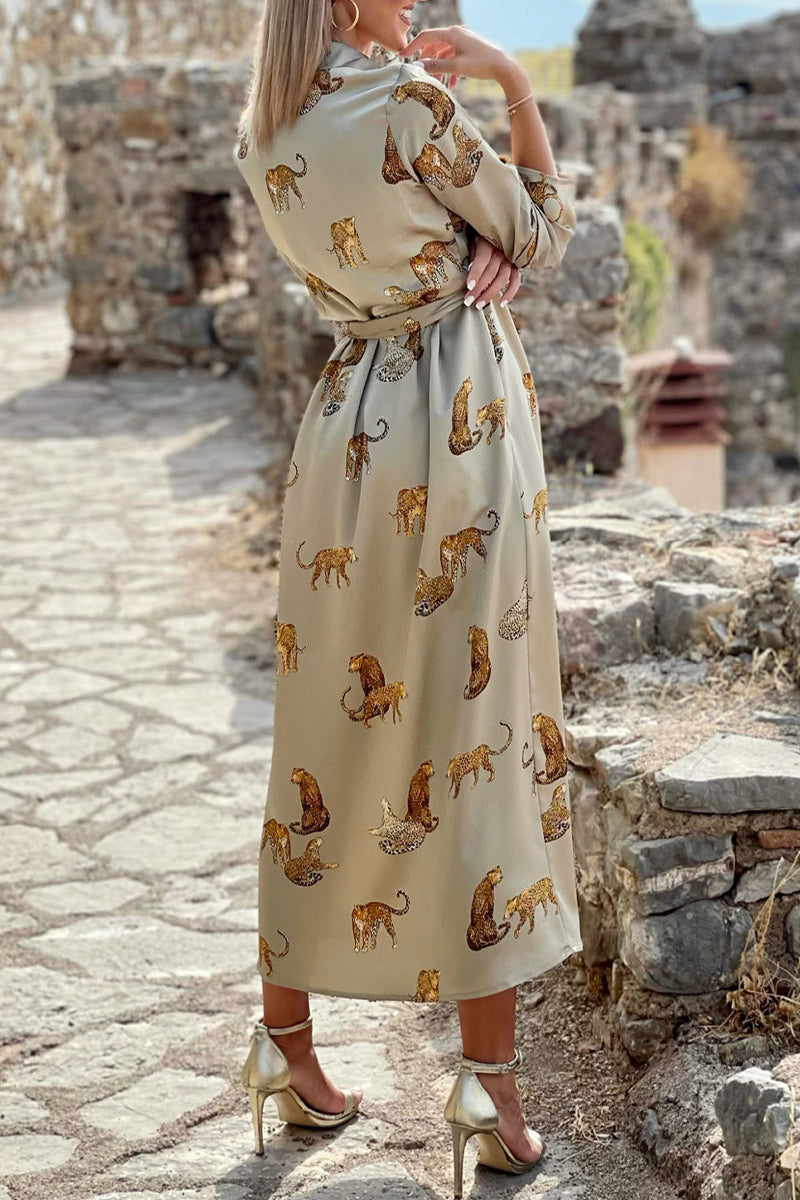 Women Animal Print Satin Maxi Dress | Charlize