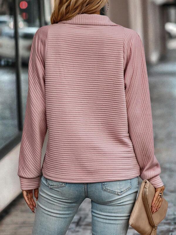 Women Ribbed Quarter-Zip Pullover | Esme