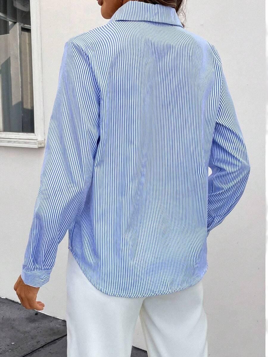 Women Striped Button-Up Shirt | Iliana