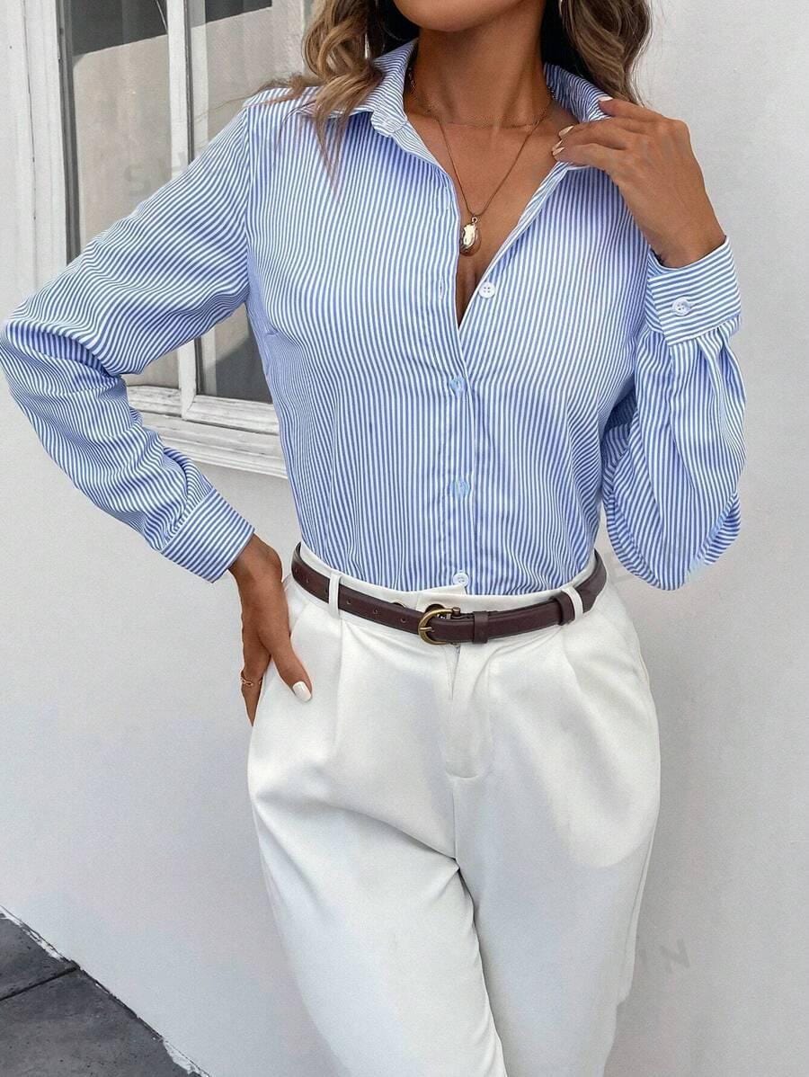 Women Striped Button-Up Shirt | Iliana