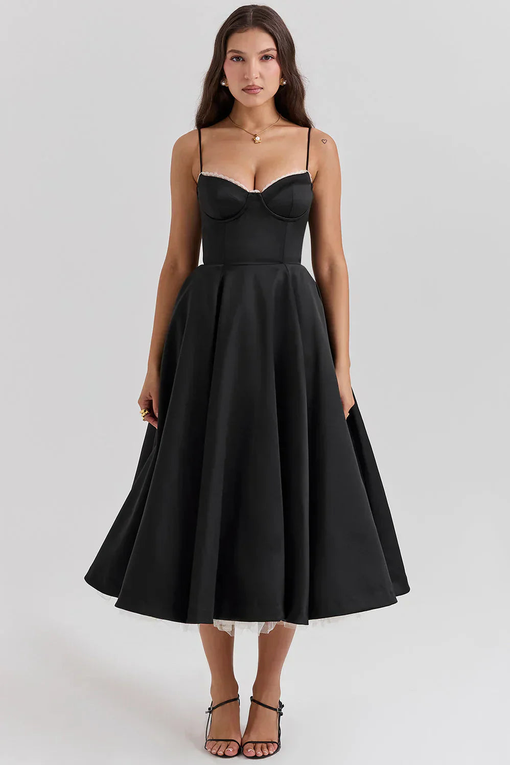 Women Vintage-Inspired Black Midi Dress | Christabel