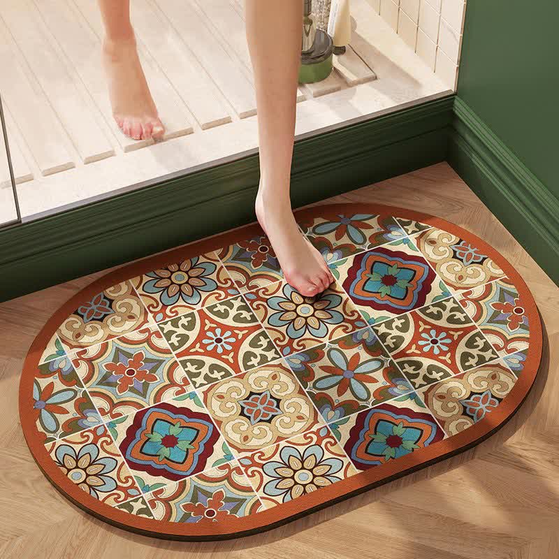 Non-Slip Bath Mat Quick-Dry Polyester | Vintage Charm 3