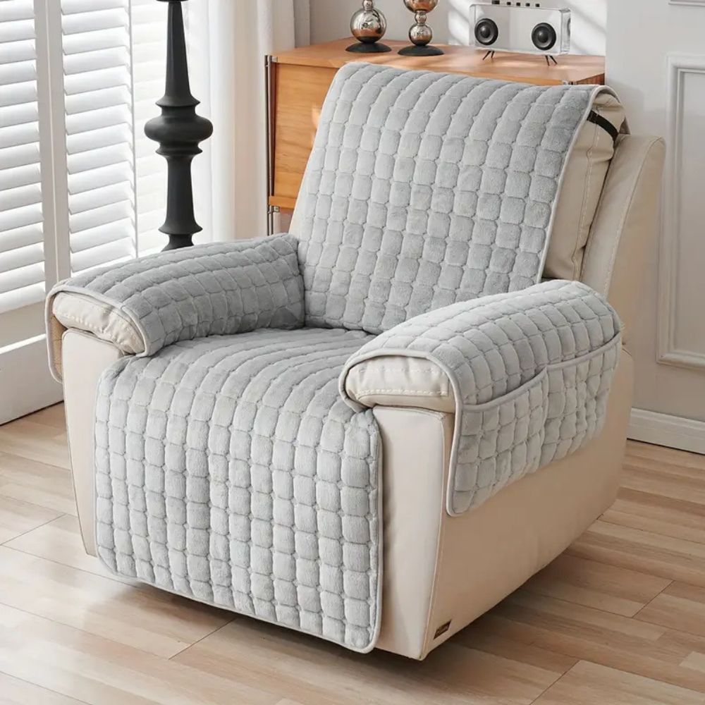 Recliner Chair Cover Grey Microfibre | Cozy Comfort 1