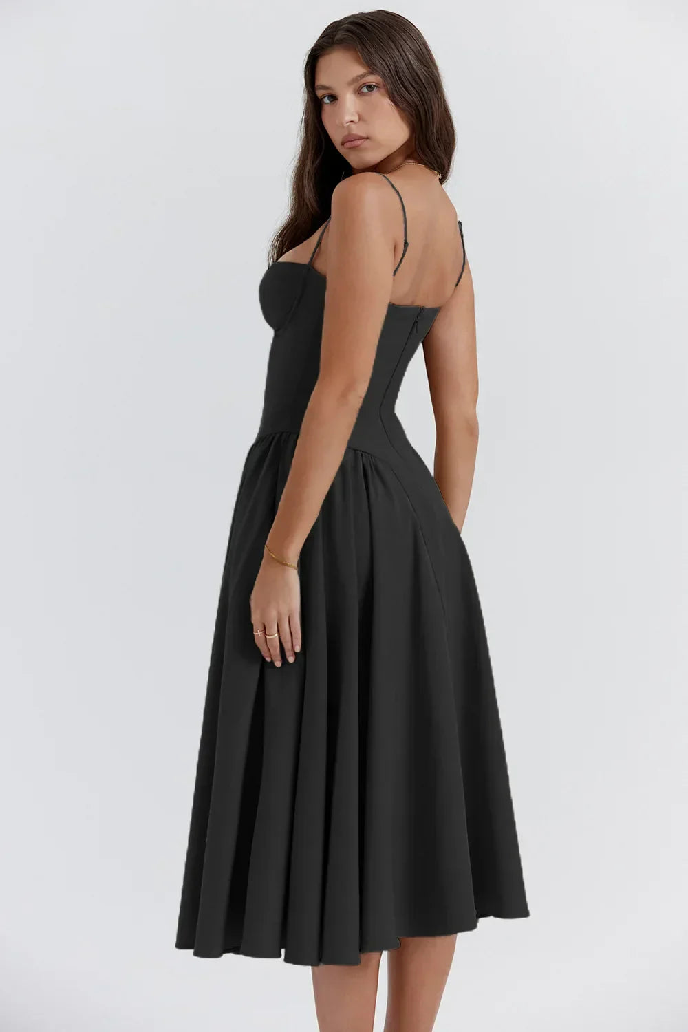 Women Chic Sleeveless Midi Sun Dress With Corset Fit | Tulum