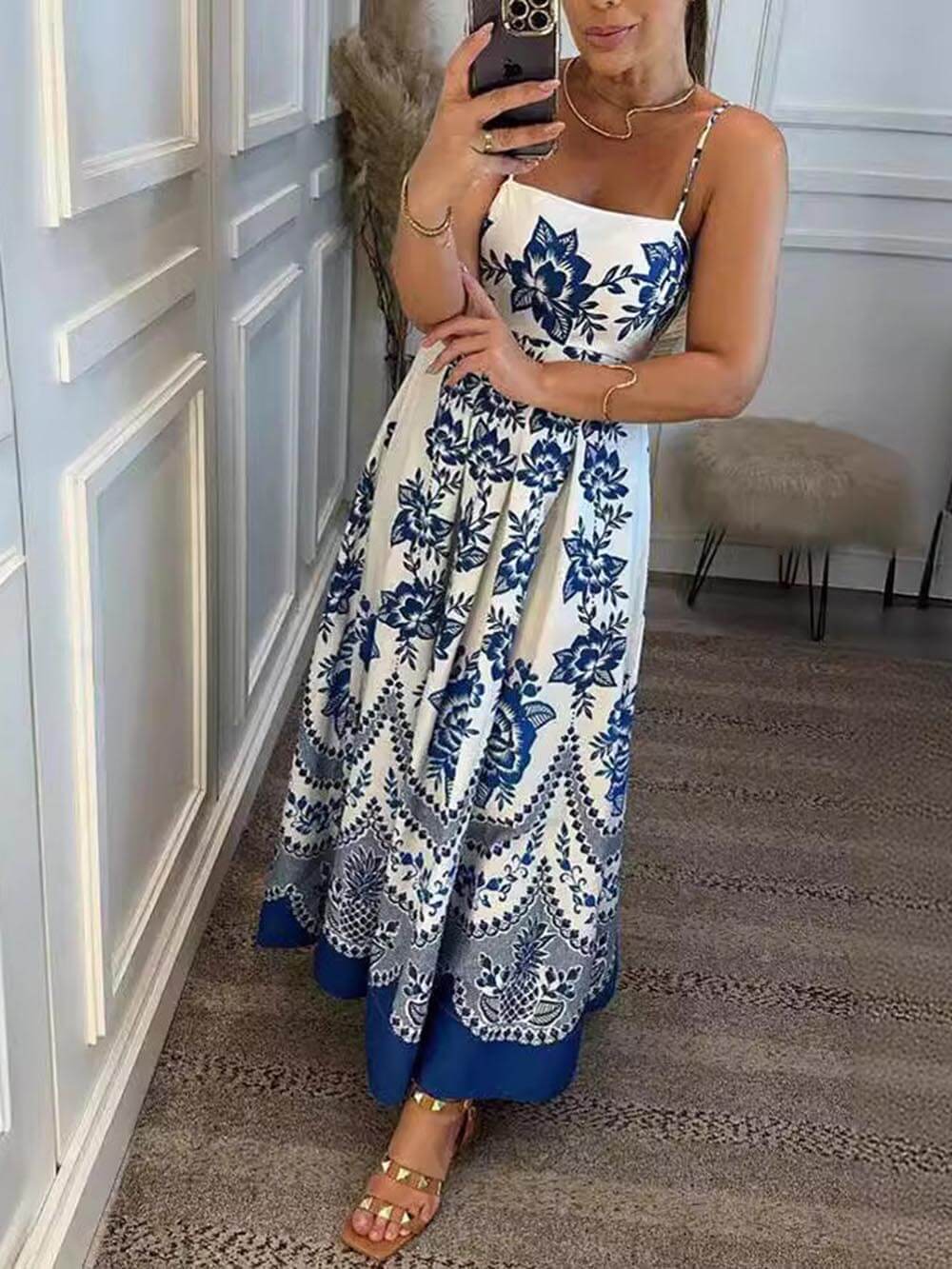 Women Midi Dress Floral Print Polyester | Orlaith-3