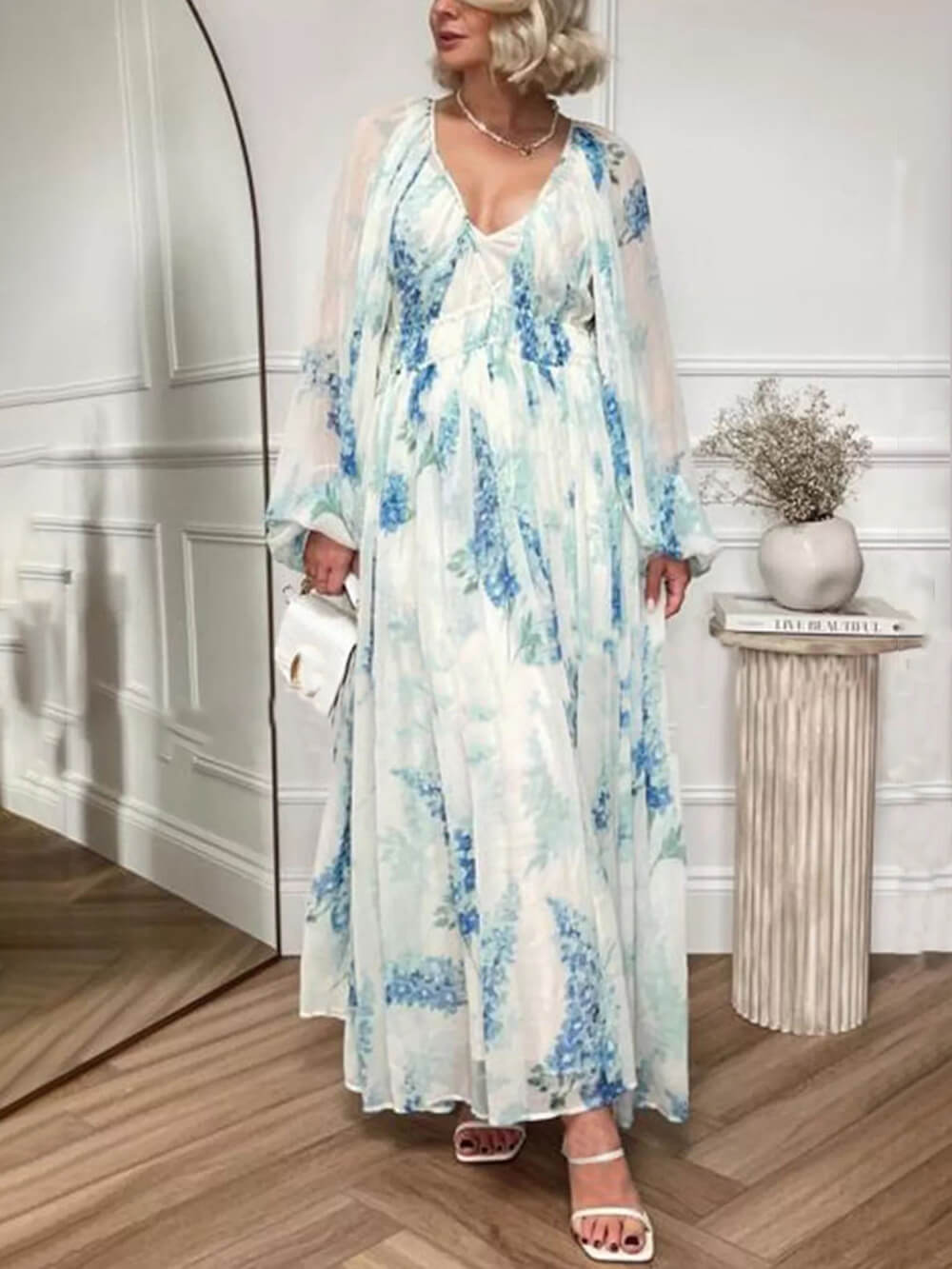 Women Maxi Dress Floral Cotton | Lindsay-3