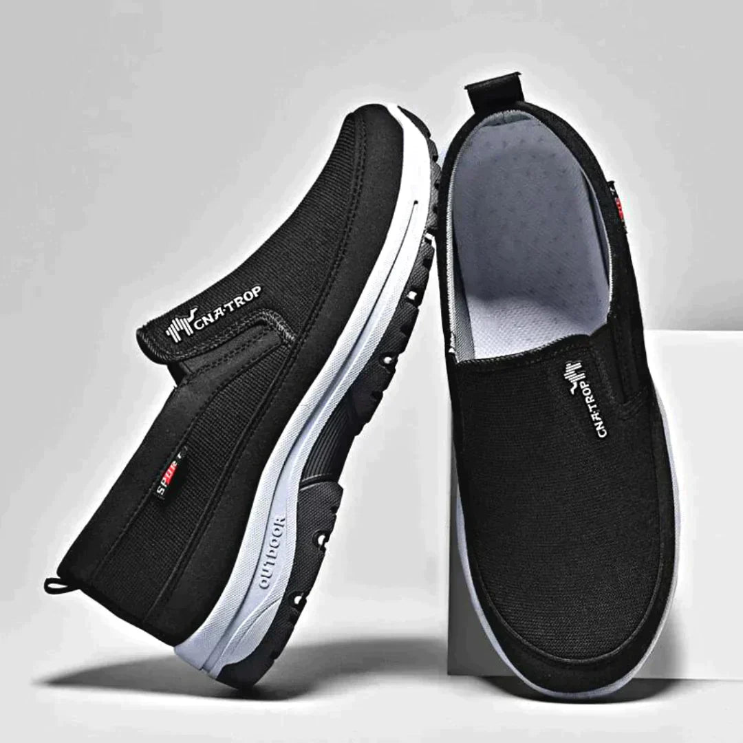 Men Walking Shoe Black Leather | Walker-6