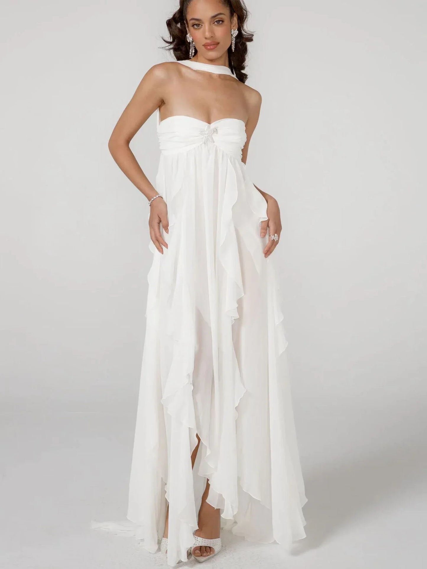 Women Asymmetrical Gown Black Polyester | Zeinab-2