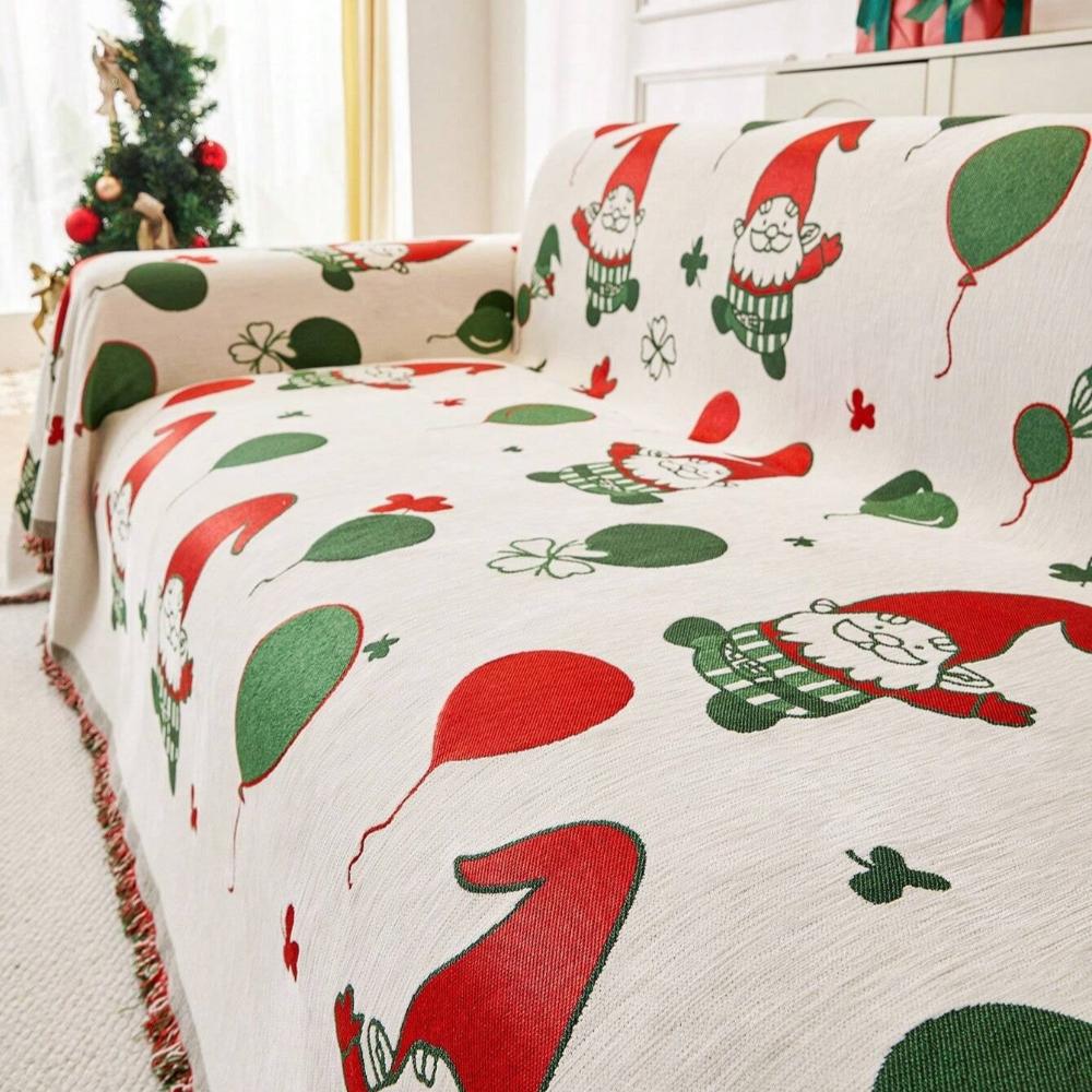 Sofa Cover Red Thickened Fabric | Festive Gnome Design 3