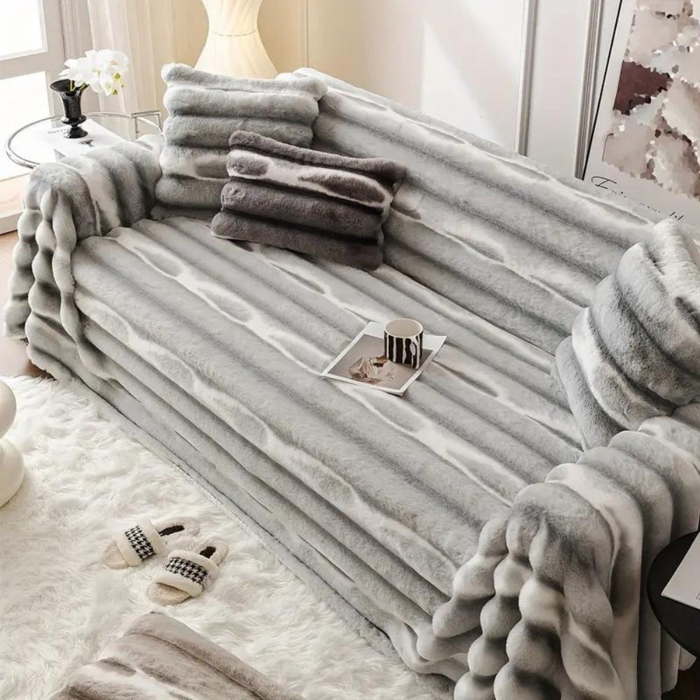 Sofa Cover Grey Velvet Microfibre | Elegant Touch 3