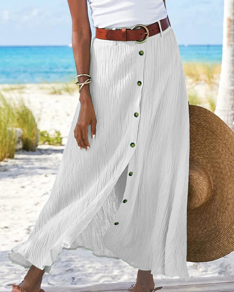Women Midi Skirt Blue Polyester | Syndy-3
