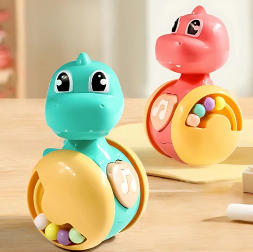 Baby Rolling Toy Pink Plastic Dinosaur | Playful Buddy-2