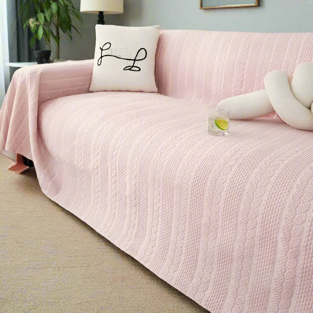 Sofa Cover Beige Microfiber Non-Slip | Tranquil 1