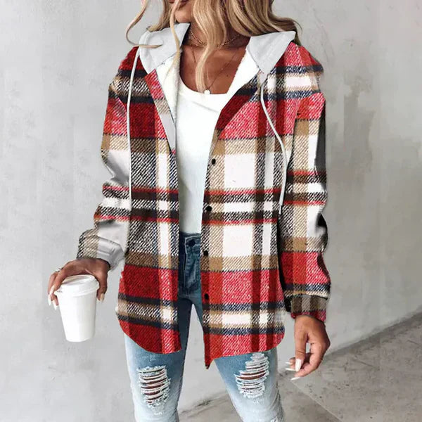 Women Plaid Hooded Shacket | Aurora