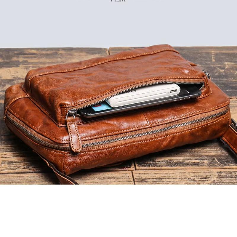 Men Vintage Leather Crossbody Bag | Owen