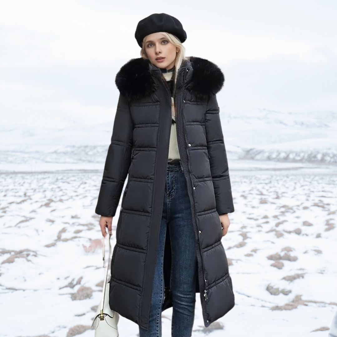 Women Luxury Fur-Collar Long Puffer Coat | Kamilah