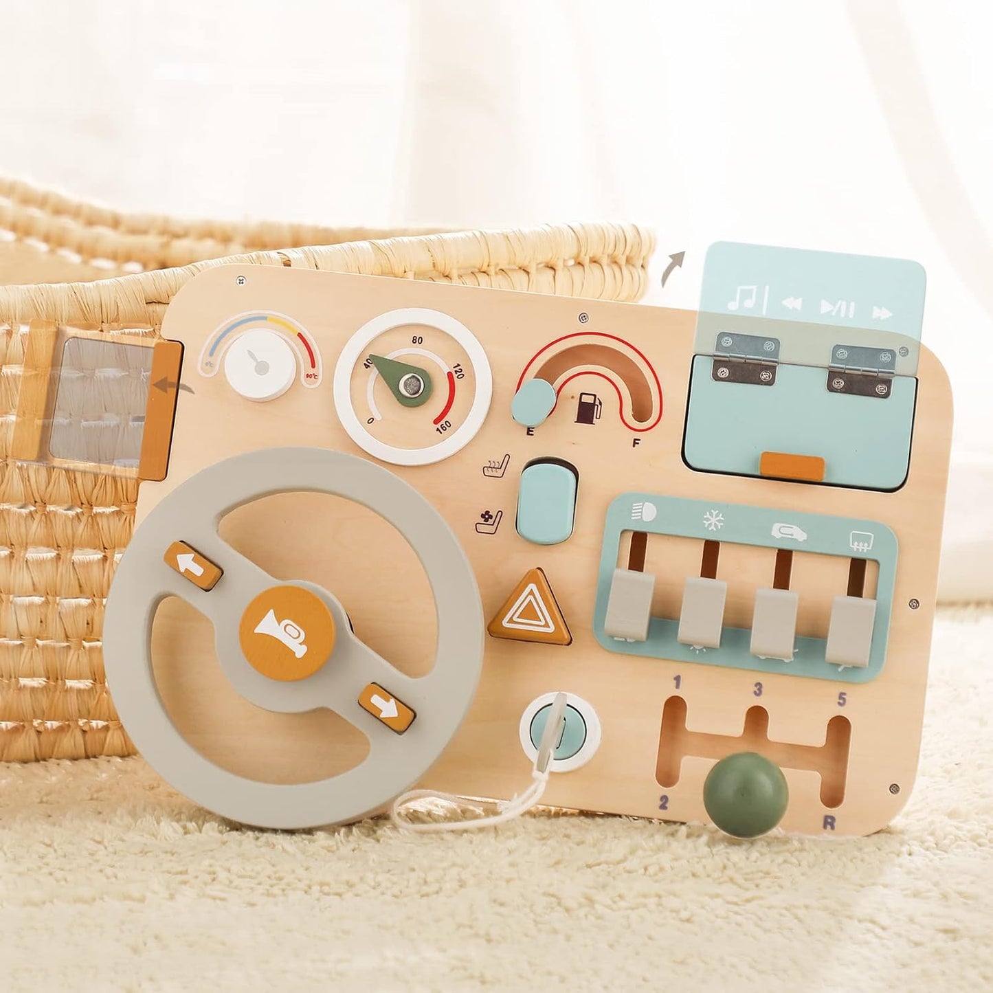 Kids Sensory Toy Wooden Steering Wheel Activity Board | Adventure Explorer-3