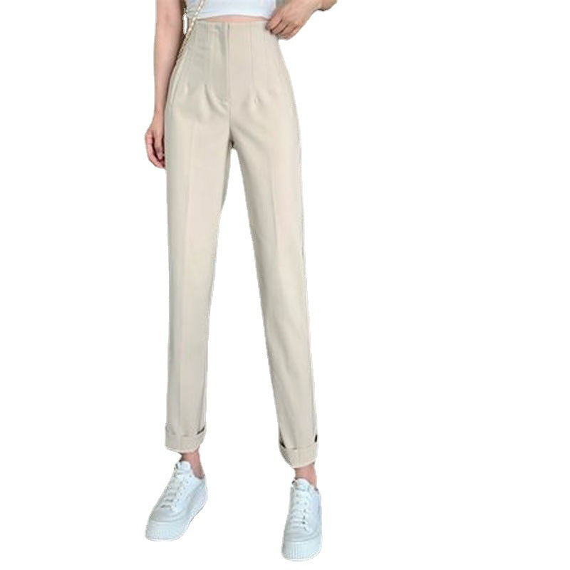 Women High-Waisted Pants Black Polyester | Elegant Style-3