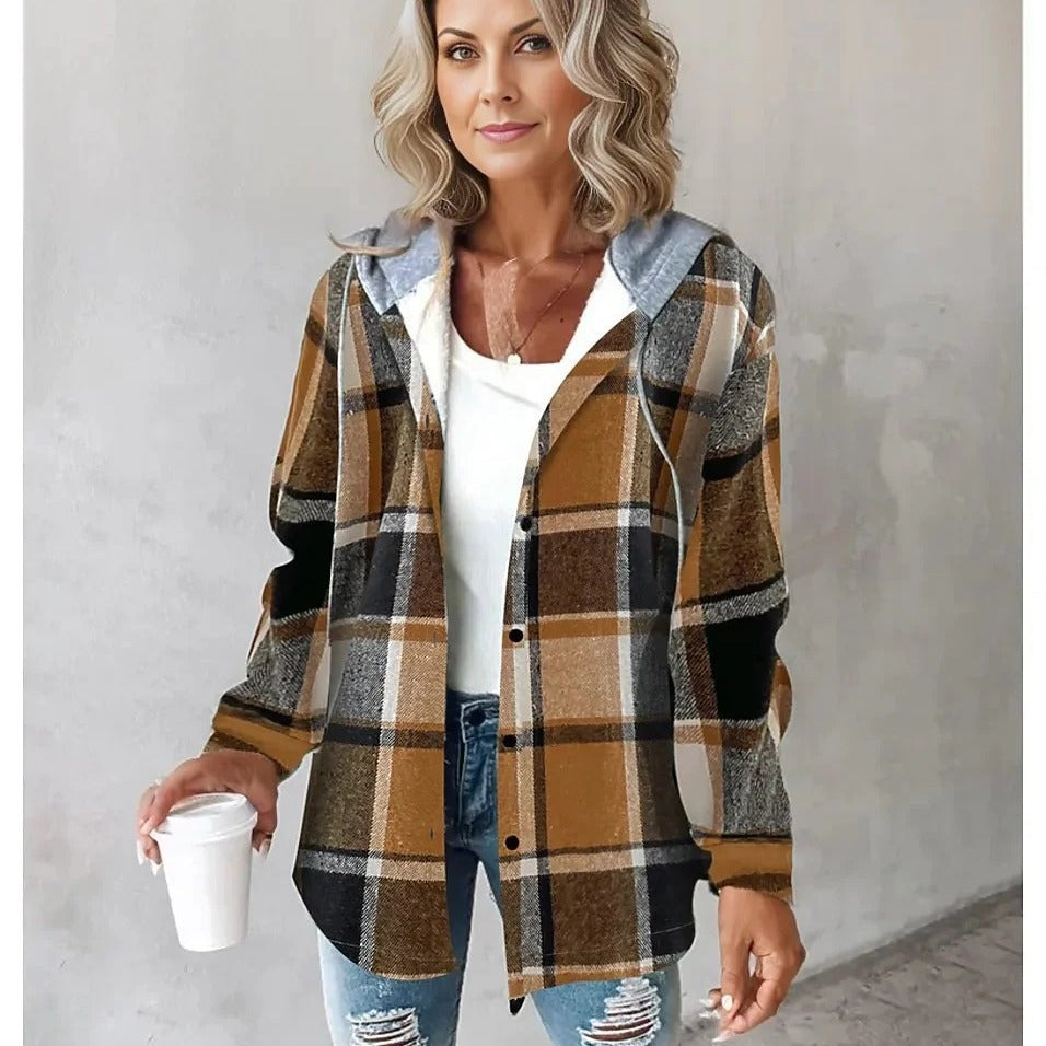 Women Plaid Hoodie Jacket | Krista