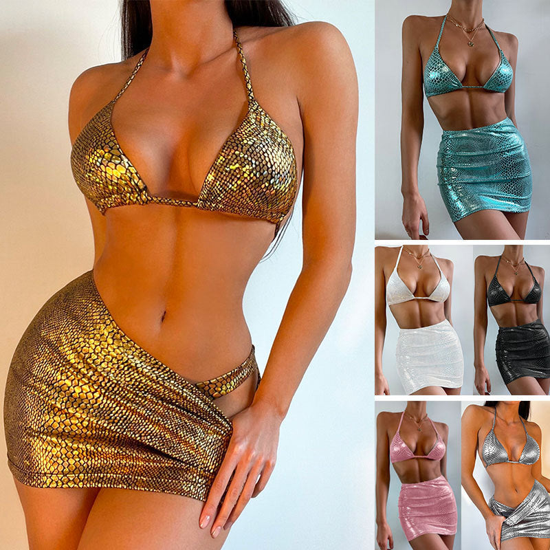 Women Trendy 3-Piece Snake Print Swimwear | Phoebe