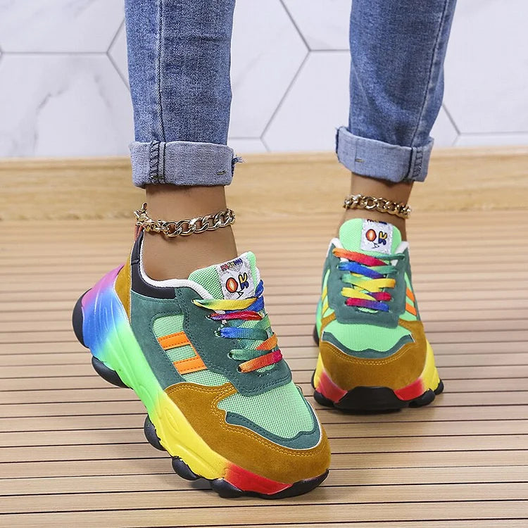 Women Vibrant Color-Block Sneakers | Euphemia