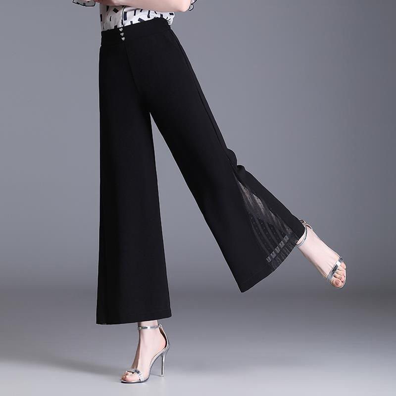 Women Wide Leg Pants Black Chiffon | Elegant Style-6