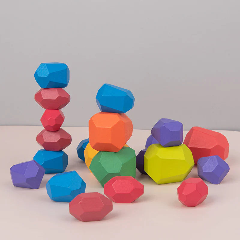 Kids Wooden Balancing Stones Sorting Game Eco-Friendly | Creative Playtime-1