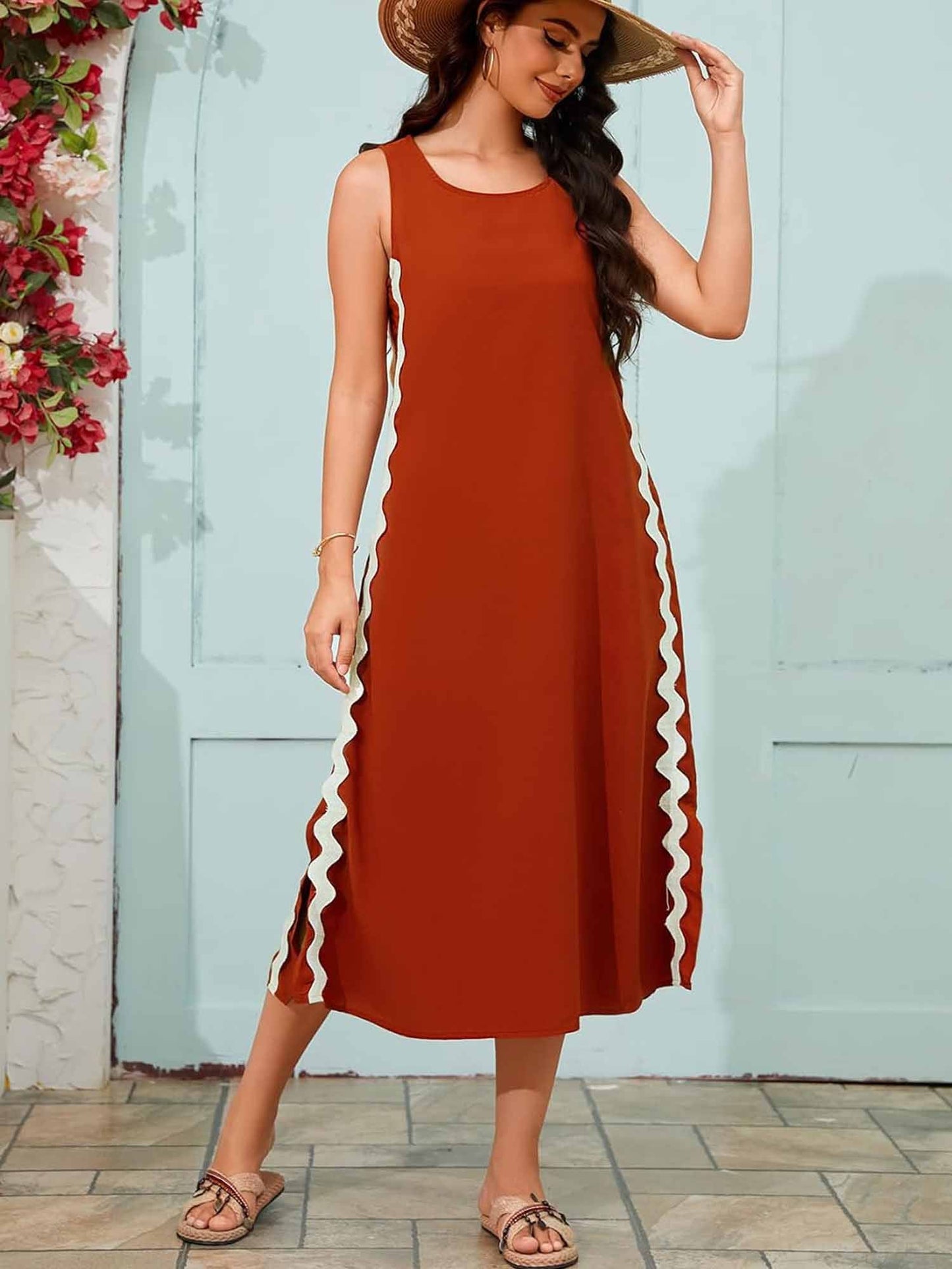 Women Loose Maxi Dress Multi-Color Polyester | Elegant Wave-4