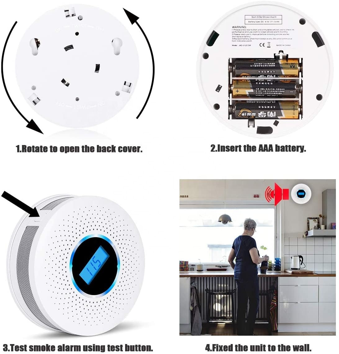 2-in-1 Smoke and Carbon Monoxide Detector with Loud Alarm – Reliable Fire and Safety Alarm for Home and Office 1