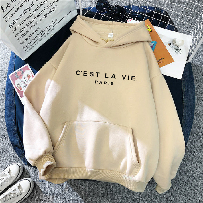 Variant image for Women Hoodie White Polyester | Paris Print-31