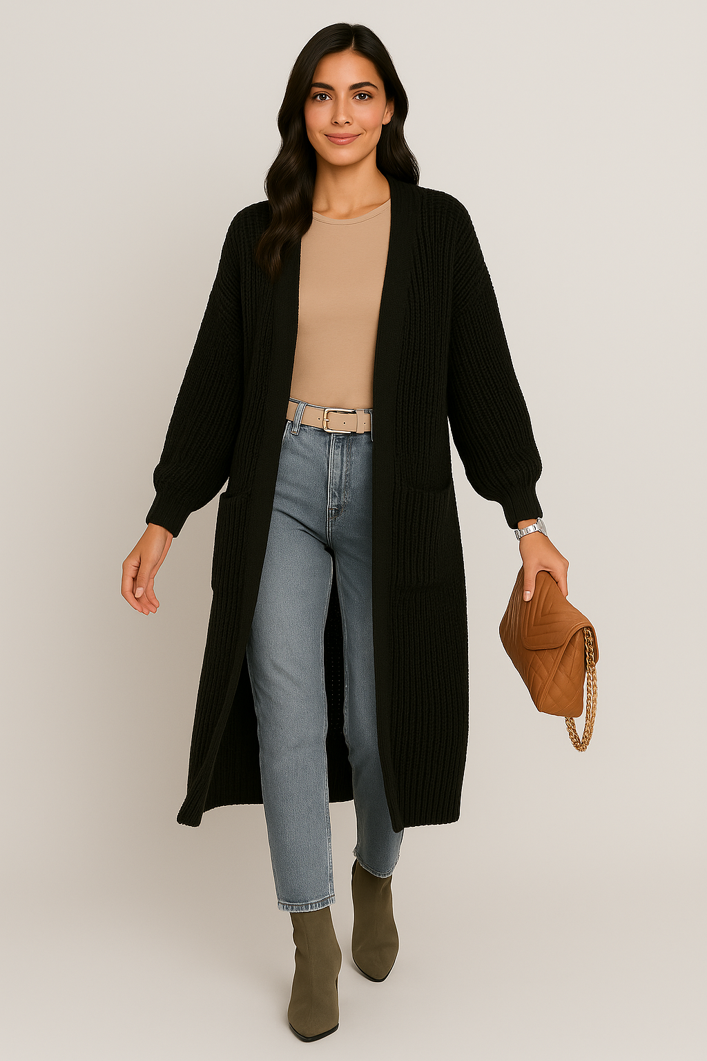 Women Chunky Knit Long Cardigan | Narelle
