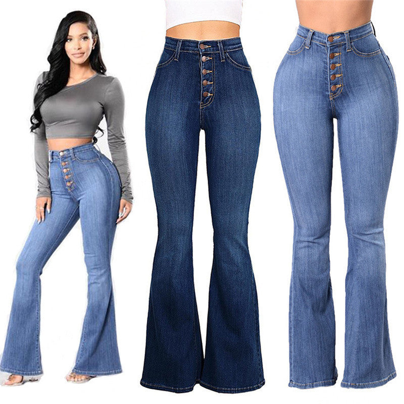 Women Wide Leg Jeans Light Blue Cotton | Bella-3