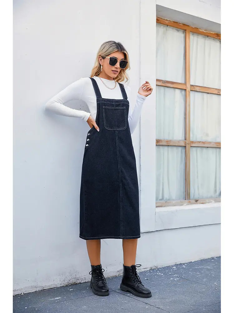 Women Midi Dress Blue Denim | Trendsetter-2