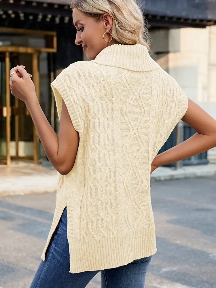Women Vest Beige Soft Knit | Emma-6