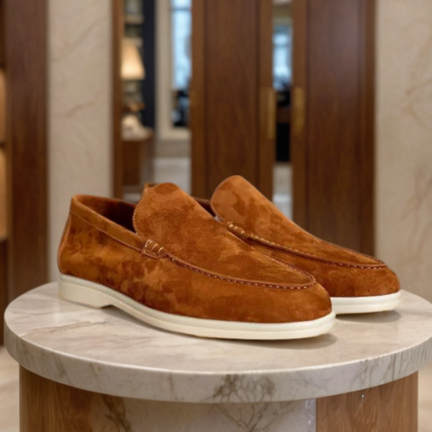 Men's Suede Loafers Brown | Elvy-6