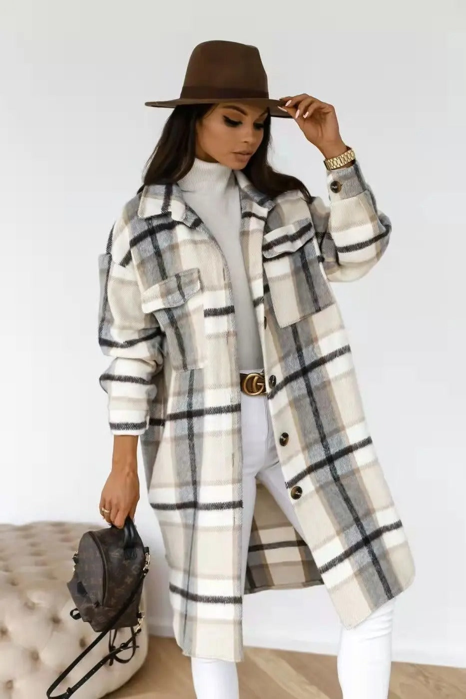 Women Classic Plaid Long Shacket | Briar