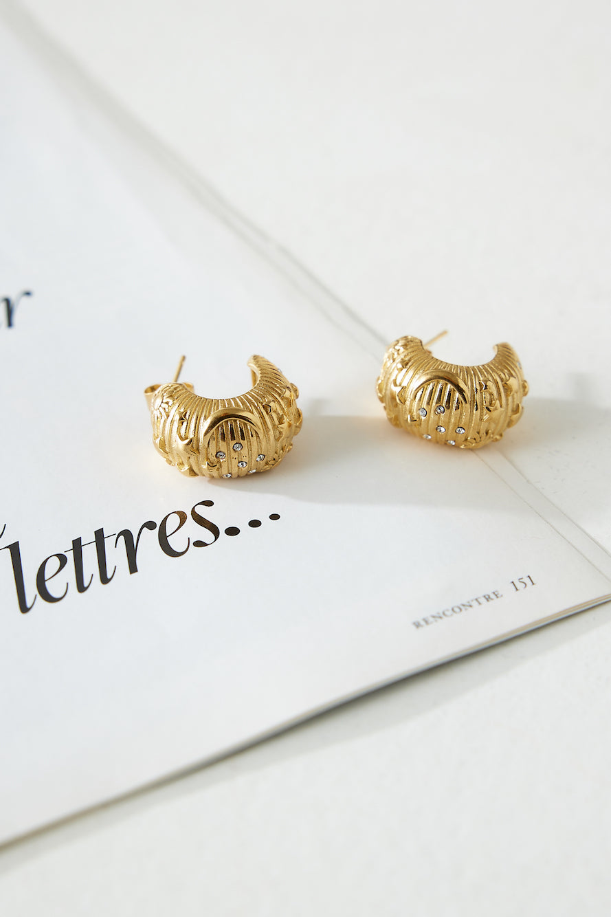 Women Gold Earrings for Women Gold Plated Moon and Star Design | Celestial Charm-4