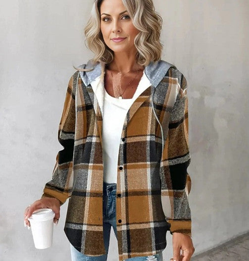 Women Plaid Hoodie Jacket | Krista