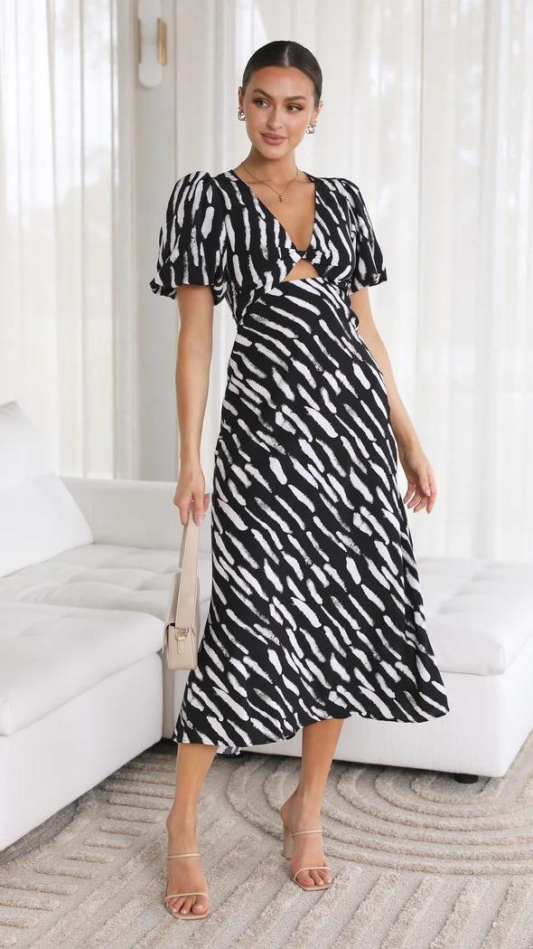 Women Abstract Print Midi Dress | Tamara