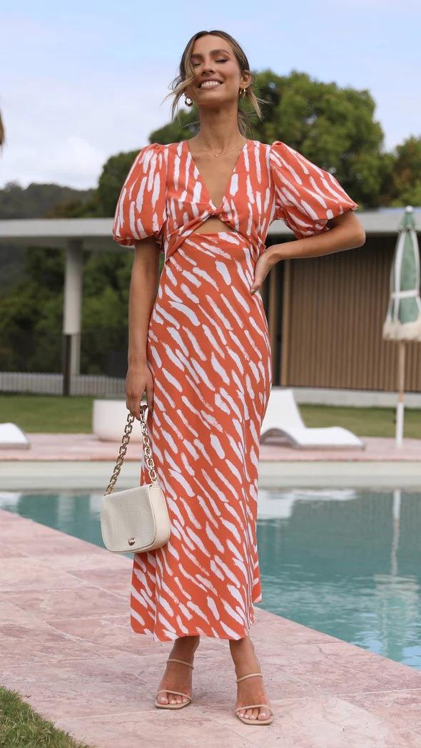 Women Abstract Print Midi Dress | Tamara