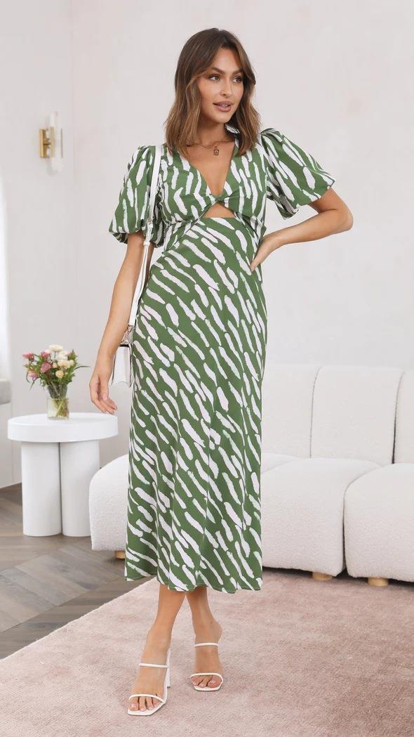 Women Abstract Print Midi Dress | Tamara