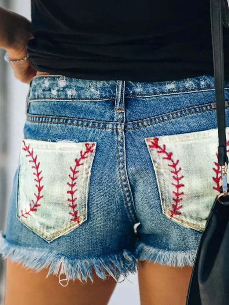 Women Denim Shorts Blue Distressed Cotton | Trendsetter-3