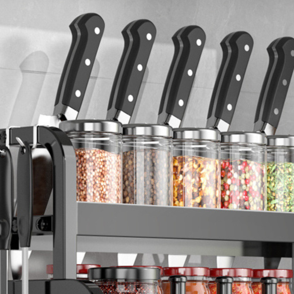 Kitchen Rack Black Carbon Steel | Elegant Storage Solution 3