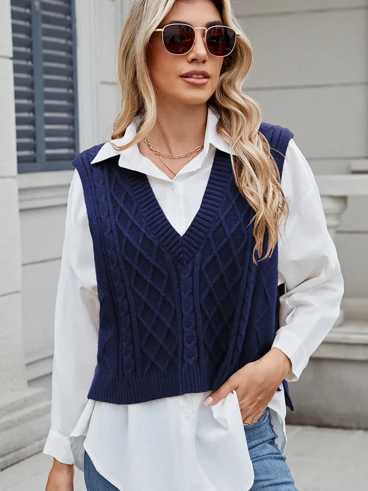 Variant image for Women Vest Sweater Top Beige Knit | Sophia-5