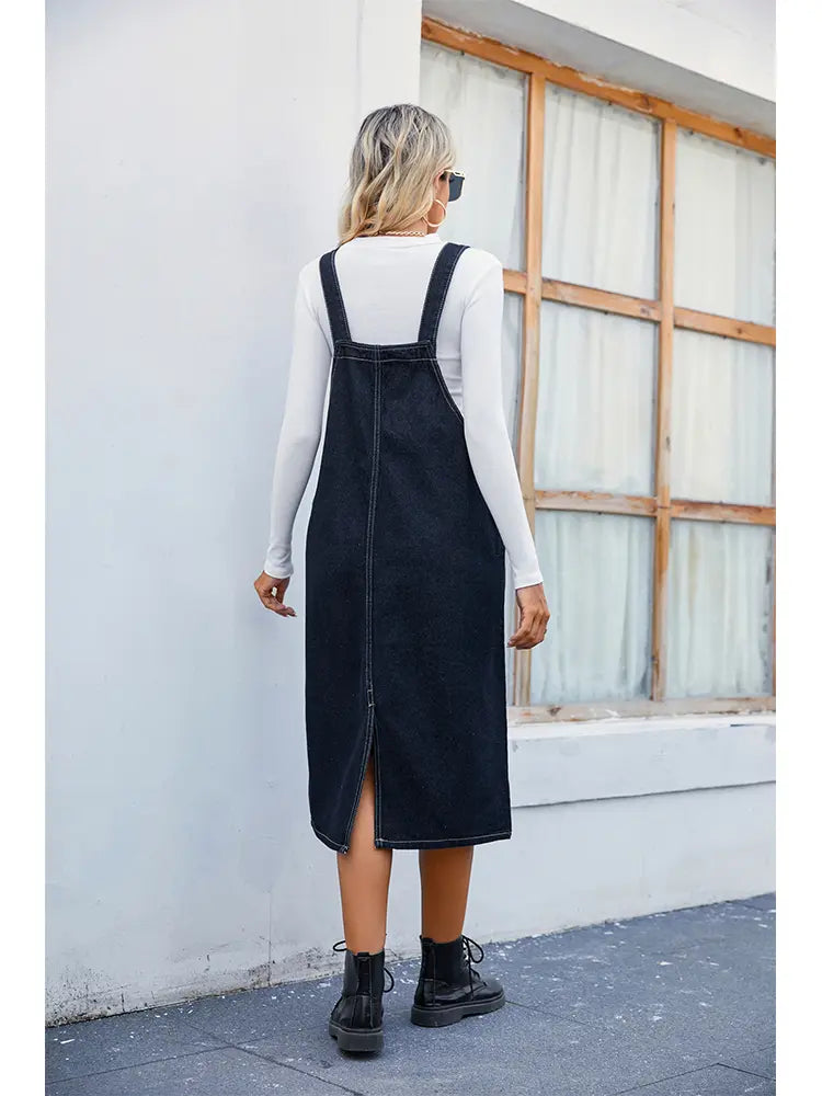Women Midi Dress Blue Denim | Trendsetter-4